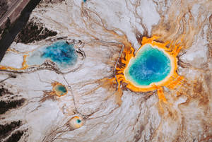 Ön izleme duvar kağıdı grand prismatic spring, yüzey, manzaralı, wyoming, amerika birleşik devletleri