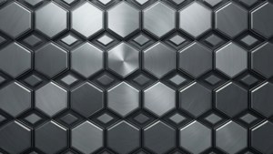 Metalik gride geometrik altıgen desen — Gri estetik Duvar Kağıdı