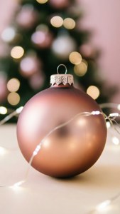 Bokeh ışıklarıyla şık bir yakın çekim gül altını noel süsü. — iPhone 8 Plus Duvar Kağıdı
