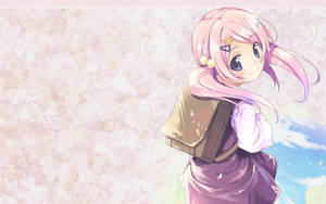 Güzel Anime Pembe Saçlı Kız — Sevimli anime kızı Duvar Kağıdı