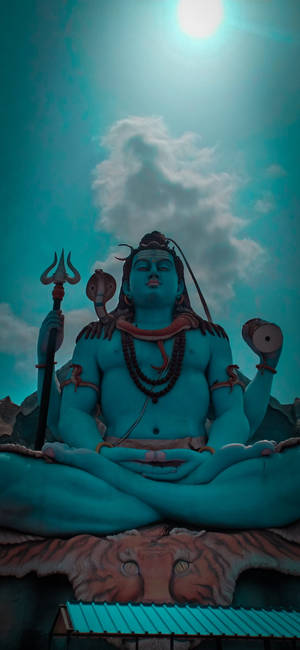 Har Har Mahadev Mavi Heykel — Galaxy S25 Edge Duvar Kağıdı