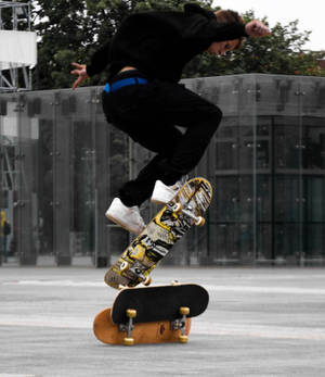 Kaykayda Ollie Hareketi duvar kağıdı. — Galaxy Z Fold Duvar Kağıdı