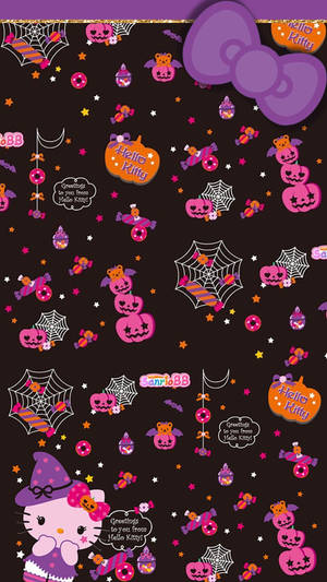 Hello Kitty Cadılar Bayramı mor tema duvar kağıdı — Hello Kitty Cadılar Bayramı Duvar Kağıdı