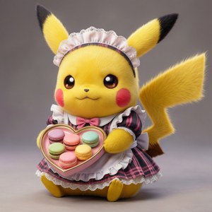 Hizmetçi kıyafetiyle makaronlar sunan Pikachu, sevimli ve kawaii bir duvar kağıdı. — Galaxy Watch Duvar Kağıdı