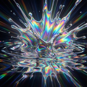 Renk değiştiren, yanardöner, fütüristik bir holografik patlama. — Galaxy Watch Duvar Kağıdı