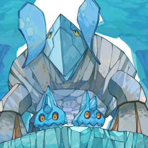 İki Bergmite Karakteri ve Avalugg — Pokemon Telefon Duvar Kağıdı