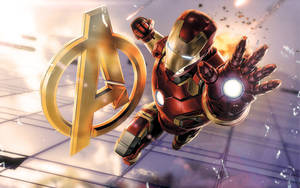 Iron Man Yenilmezler sembolüyle duvar kağıdı