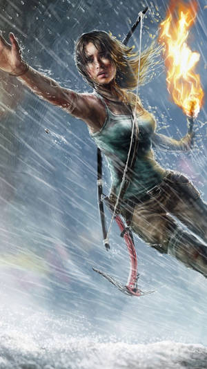 Işıklı Meşale Tomb Raider iPhone — 9:16 Duvar Kağıdı