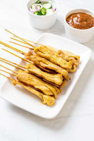 İştah Açıcı Tavuk Satay Asya Yemeği — Huawei MatePad Air (2025) Duvar Kağıdı