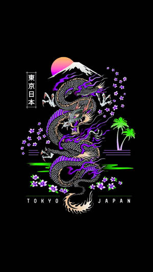 Japon Ejderha Sanatı ve Fuji Dağı — Japon ejderhası Duvar Kağıdı