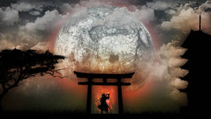 Japon Samuray Ay Torii — Japon samuray Duvar Kağıdı