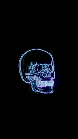 Kafatası Neon Estetik Koyu Mavi HD — Estetik Koyu Mavi Duvar Kağıdı