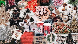 Kahve Günü Noel Kolajı duvar kağıdı