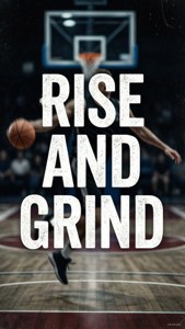 Basketbol sahası sahnesi üzerinde 'KALK VE ÇALIŞ' motivasyonel alıntısı. — Basketbol GIF Duvar Kağıdı