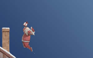 Kar üzerinde komik Noel Baba ve ren geyiği — Komik noel Duvar Kağıdı