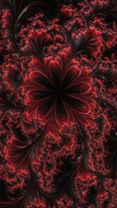 Koyu kırmızı organik çiçek benzeri şekillere sahip, trippy karanlık estetik fraktal deseni — Trippy karanlık estetik Duvar Kağıdı