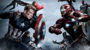Kasvetli Poster Kaptan Amerika İç Savaşı — Iron Man Duvar Kağıdı