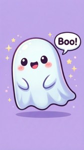Sevimli kawaii hayalet dostça bir şekilde boo diyor. — iPhone Se Duvar Kağıdı