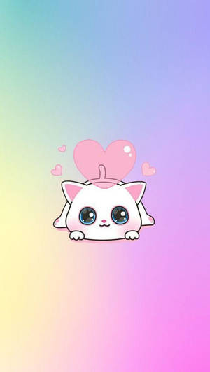 Kawaii HD Sevimli Beyaz Kedi — Sevimli kedi GIF Duvar Kağıdı