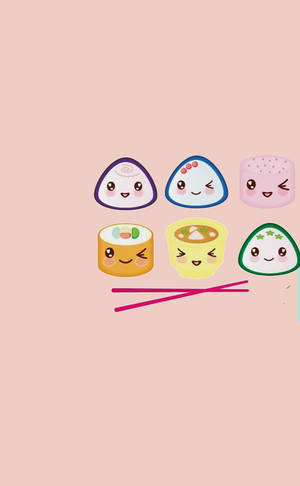 Kawaii HD Suşi — Pastel estetik GIF Duvar Kağıdı