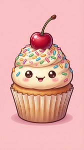 Mutlu bir yüze sahip tatlı kawaii kek. — Kawaii Duvar Kağıdı