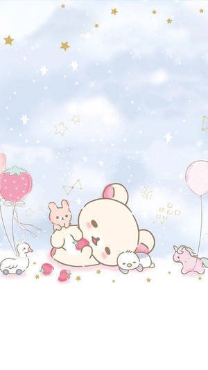 Kawaii Rilakkuma Pembe Karakterlerle — Kawaii Anime Duvar Kağıdı