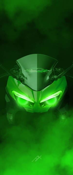 Kawasaki H2r Yeşil Duman — Galaxy Z Flip 6 Duvar Kağıdı