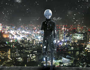 Ken Kaneki Şehir Manzarasında Tokyo Ghoul Anime — Tokyo ghoul GIF Duvar Kağıdı