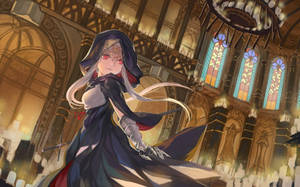 Kilise Anime Kızı Kapüşonlu duvar kağıdı