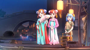 Kimono giyen anime çocukları duvar kağıdı