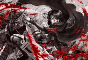 Kırmızı Anime Kanlı Saldırı — Attack on Titan Duvar Kağıdı