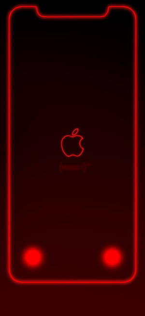 Neon kırmızı kenarlıklı Apple logosu iPhone XR duvar kağıdı