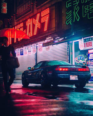Kırmızı Işıklı JDM Araba Estetiği