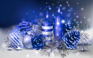 Kırmızı süsleri ve parlayan kar taneleri olan 3D Noel ağacı, şenlikli bir sahnede. — 2560x1080 Duvar Kağıdı