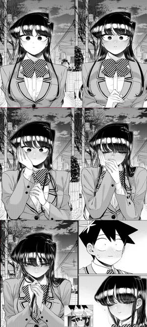 Komi San Gri Tonlu Japon Manga Paneli — iPhone 11 Pro Max Duvar Kağıdı