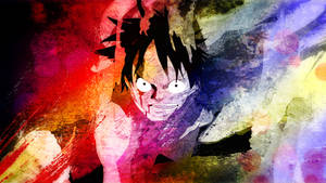 Renkli Arka Planlı Korsan Kral Luffy