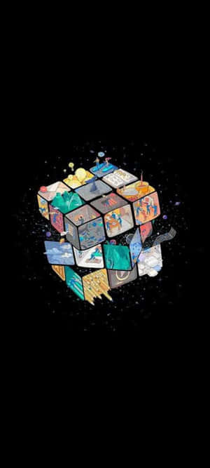 Kozmik Rubik Küpü Sanat Eseri — Moto E14 Duvar Kağıdı
