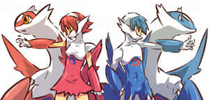 Latias ve Latios'un İnsan Formlarında Sanatsal Yorumu — Anime masaüstü Duvar Kağıdı