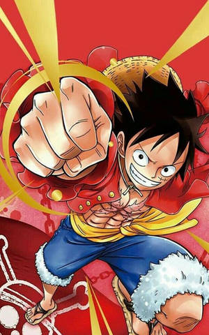 Luffy Gülümseyip Yumruk Atıyor — One Piece iPhone duvar kağıdı