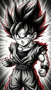Hız çizgileri ve kırmızı vurgularla stilize edilmiş, ikonik shonen enerjisini çağrıştıran bir manga kahramanı portresi. — Manga GIF Duvar Kağıdı