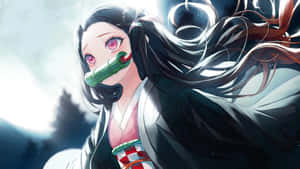 Manga Karakteri Sevimli Nezuko Kamado ve Parlayan Ay