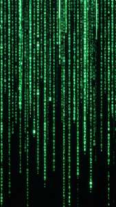 Yeşil matrix kodu yağmuru siyah zemin üzerinde, mükemmel OLED demo duvar kağıdı.
