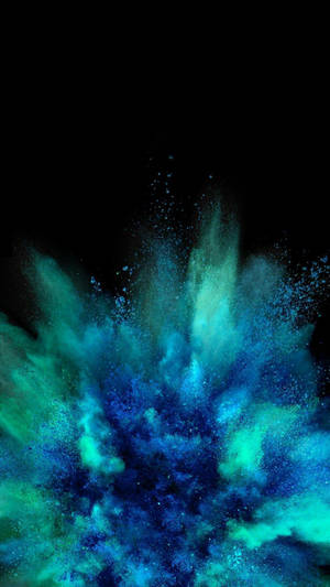 Farklı tonlarda mavi toz patlamasını gösteren AMOLED duvar kağıdı