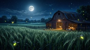 Hay Day çiftliğinde ayın altında sessiz bir gece. — ROG Ally Duvar Kağıdı