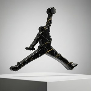 Siyah mermer ve altın damarlı, stüdyo ışıklı lüks 3D Jordan logosu. — Galaxy Watch Duvar Kağıdı