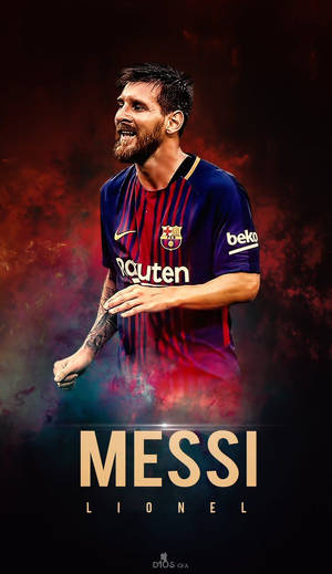 Dumanlı koyu kırmızı arka planda Messi Lionel sanat duvar kağıdı