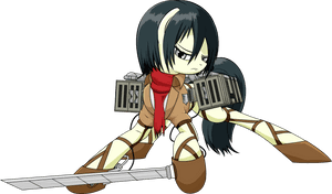 Parallaxmlp, Attack On Titan, Mikasa Ackerman, Ponified, HD Png İndir