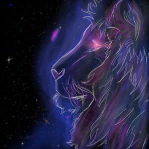 Minimal Neon Aslan Galaksi — Mor galaksi Duvar Kağıdı