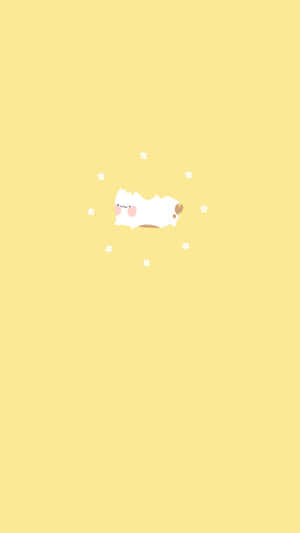 Minimalist Köpek Sevimli Pastel Sarı — Pastel sarı Duvar Kağıdı