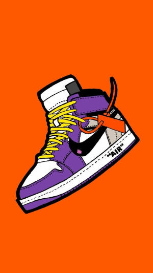 Mor ve Turuncu Karikatür Nike Ayakkabı — Harika iPhone Duvar Kağıdı